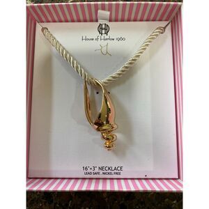 House Of Harlow 1960 Shell Necklace Gold Finish Cream Rope Style Chain NWOT